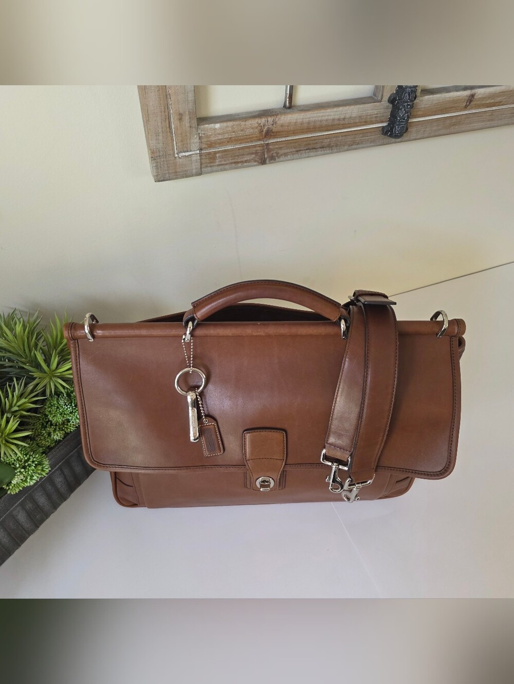 Vintage Coach Barclay Leather Briefcase Messenger Bag Cognac Laptop Work - Picture 3 of 14